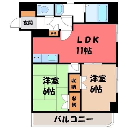 宇都宮駅 徒歩8分 3階の物件間取画像